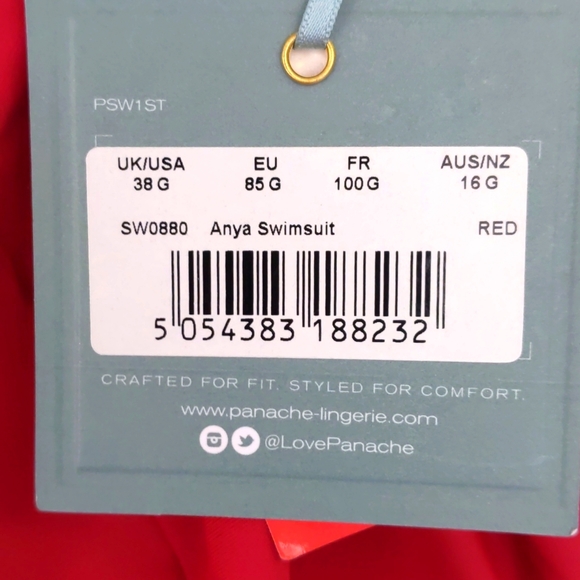 Panache Anya Bra Sized Underwire One Piece Control Swimsuit. Red. Multiple Sizes - Picture 5 of 6